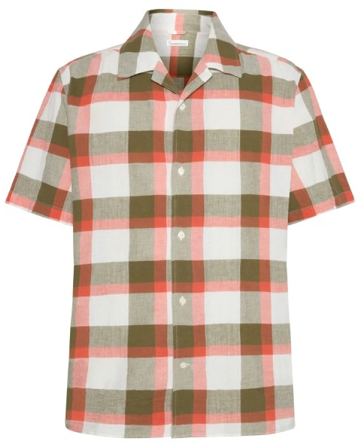 KnowledgeCotton Apparel - Boxed Fit S/S Checkered Shirt - Hemd Gr S rosa