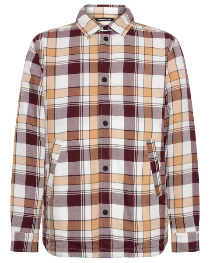 KnowledgeCotton Apparel - Checked Loose Fit Padded Overshirt - Hemd Gr S braun