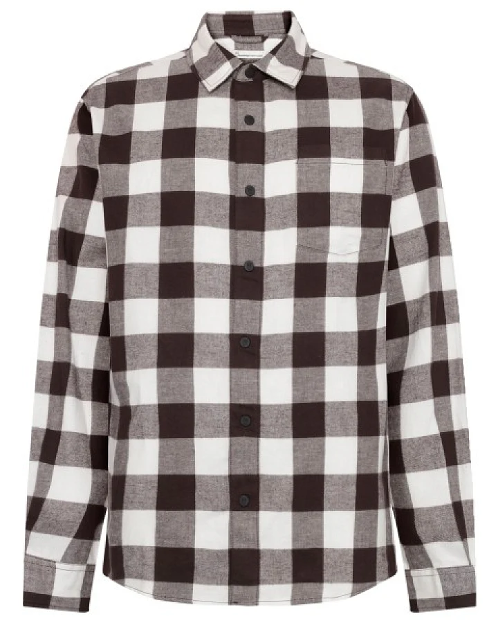KnowledgeCotton Apparel - Regular Fit Checkered Flannel - Hemd Gr L grau