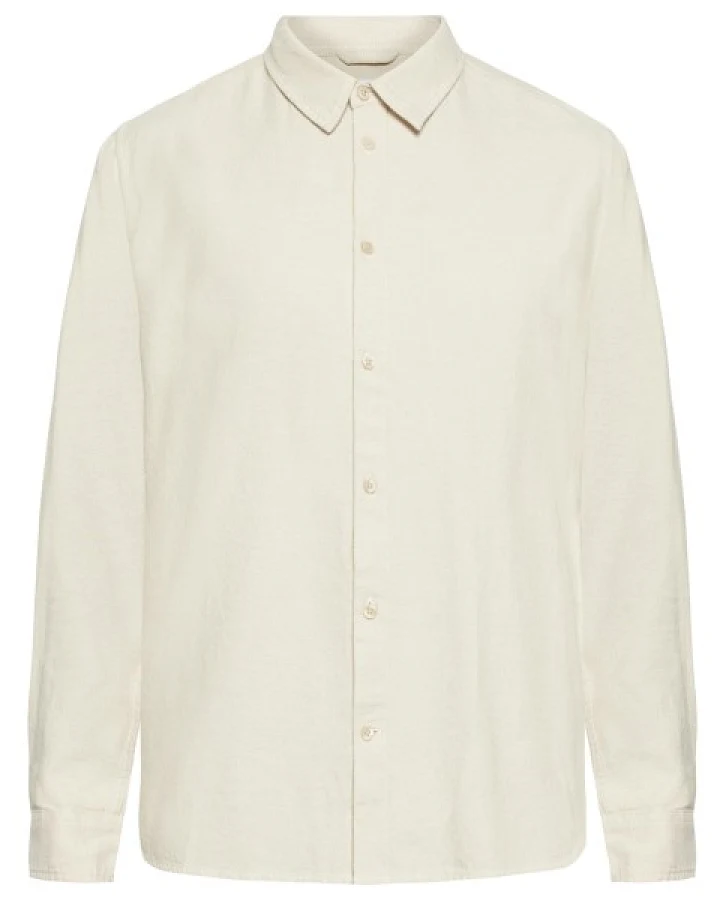 KnowledgeCotton Apparel - Regular Fit Heavy Twill Flannel - Hemd Gr 3XL beige/weiß