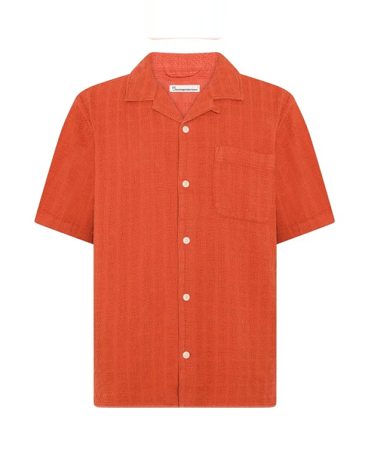 KnowledgeCotton Apparel - Organic Cotton Structure Shirt - Hemd Gr XL rot