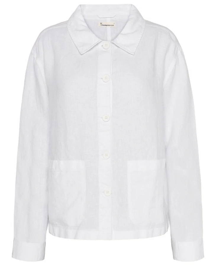 KnowledgeCotton Apparel - Women's Regular Linen Overshirt - Freizeitjacke Gr S weiß