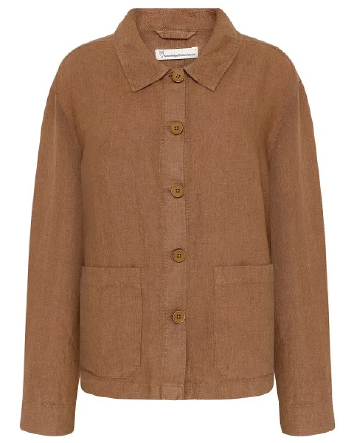 KnowledgeCotton Apparel - Women's Regular Linen Overshirt - Freizeitjacke Gr L braun