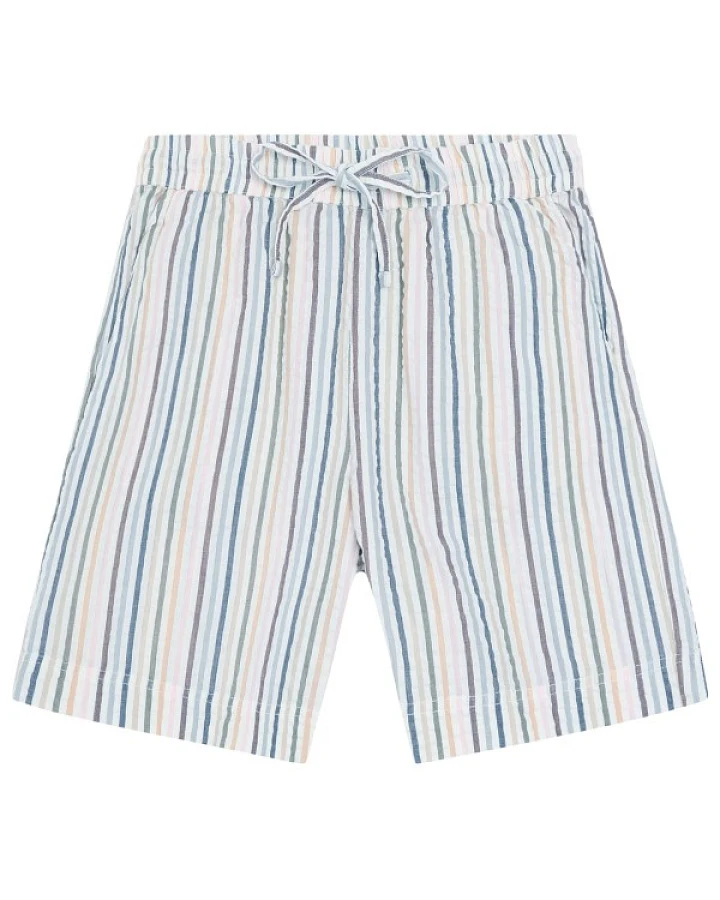 KnowledgeCotton Apparel - Women's Posey Seersucker Stripe Shorts - Shorts Gr M grau/weiß
