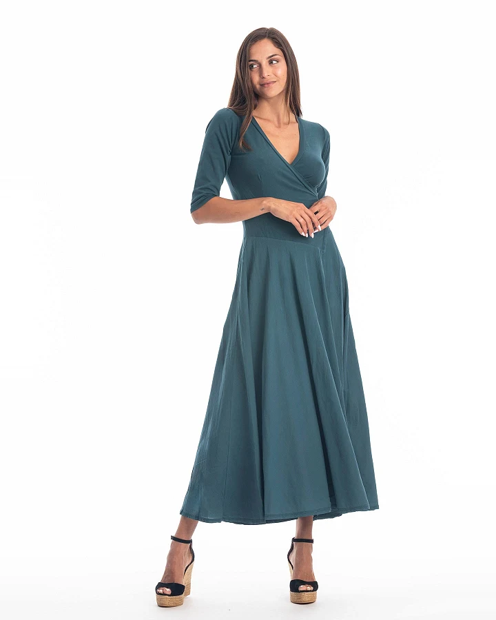 RAVENS VIEW IBIZA Damen vegan Kleid Veronika Ozeanblau