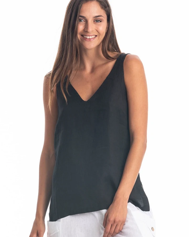 RAVENS VIEW IBIZA Damen vegan Top Vera Schwarz