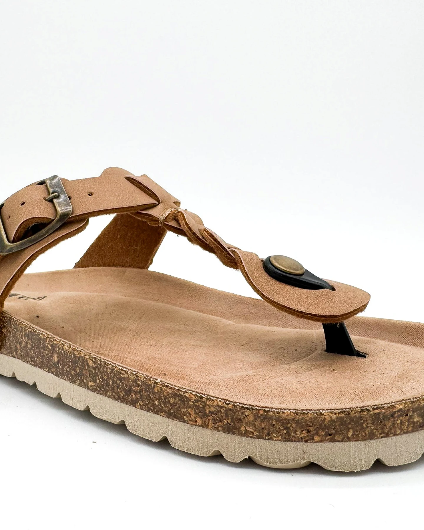 thies Damen vegan Sandalen Zehensteg Zopf Cashew – Ansicht 2