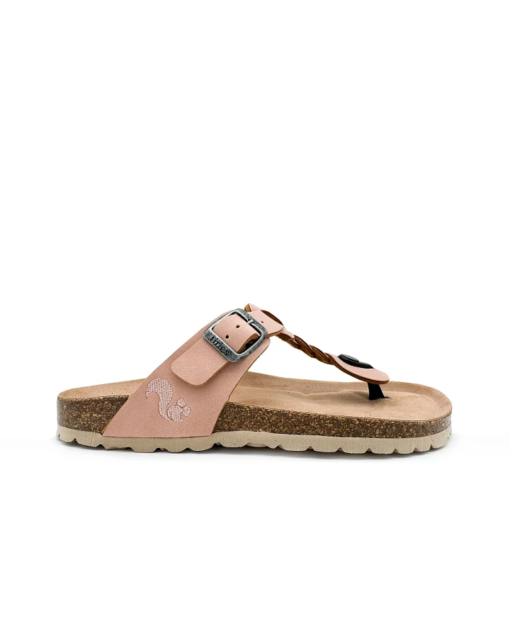 thies Damen vegan Sandalen Zehensteg Zopf Blassrosa
