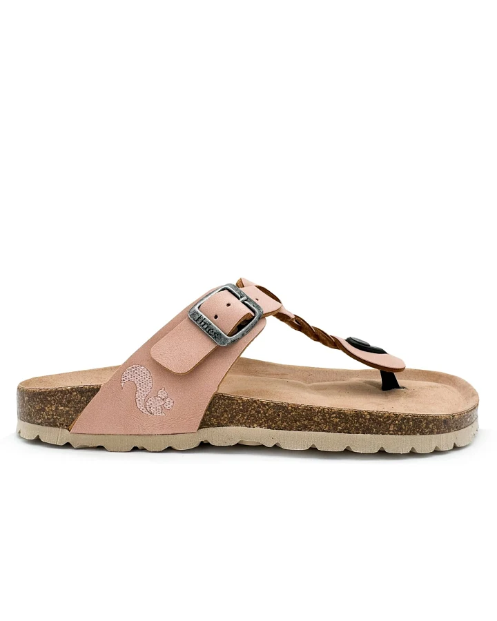 thies Damen vegan Sandalen Zehensteg Zopf Blassrosa