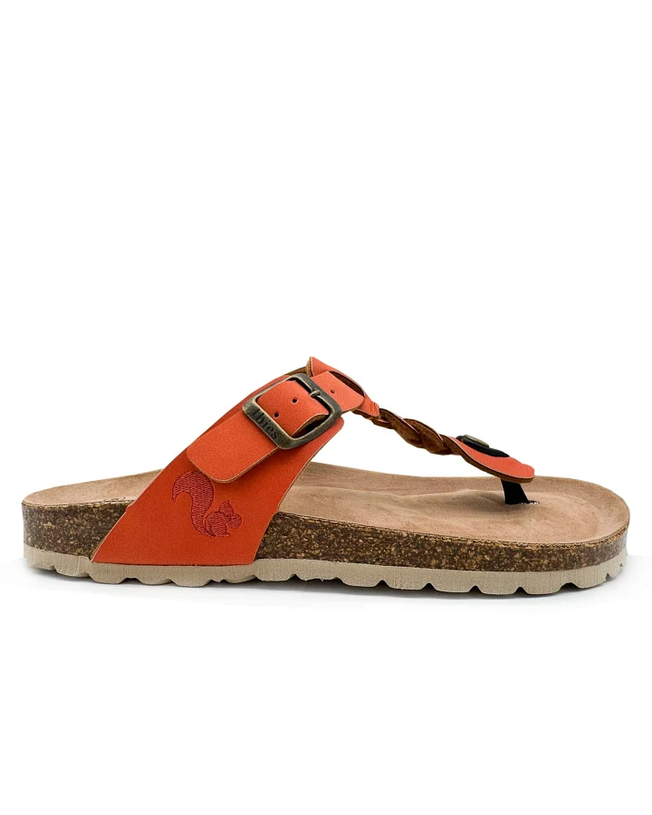 thies Damen vegan Sandalen Zehensteg Zopf Karotte