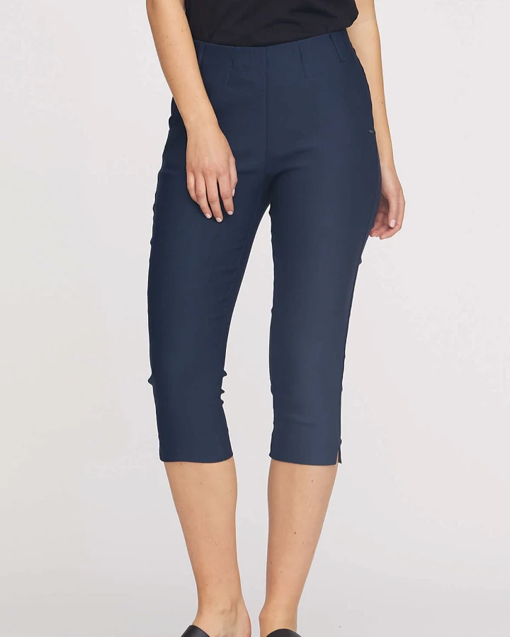 LAURIE Damen vegan Hose Elizabeth Slim Capri Ml Navy