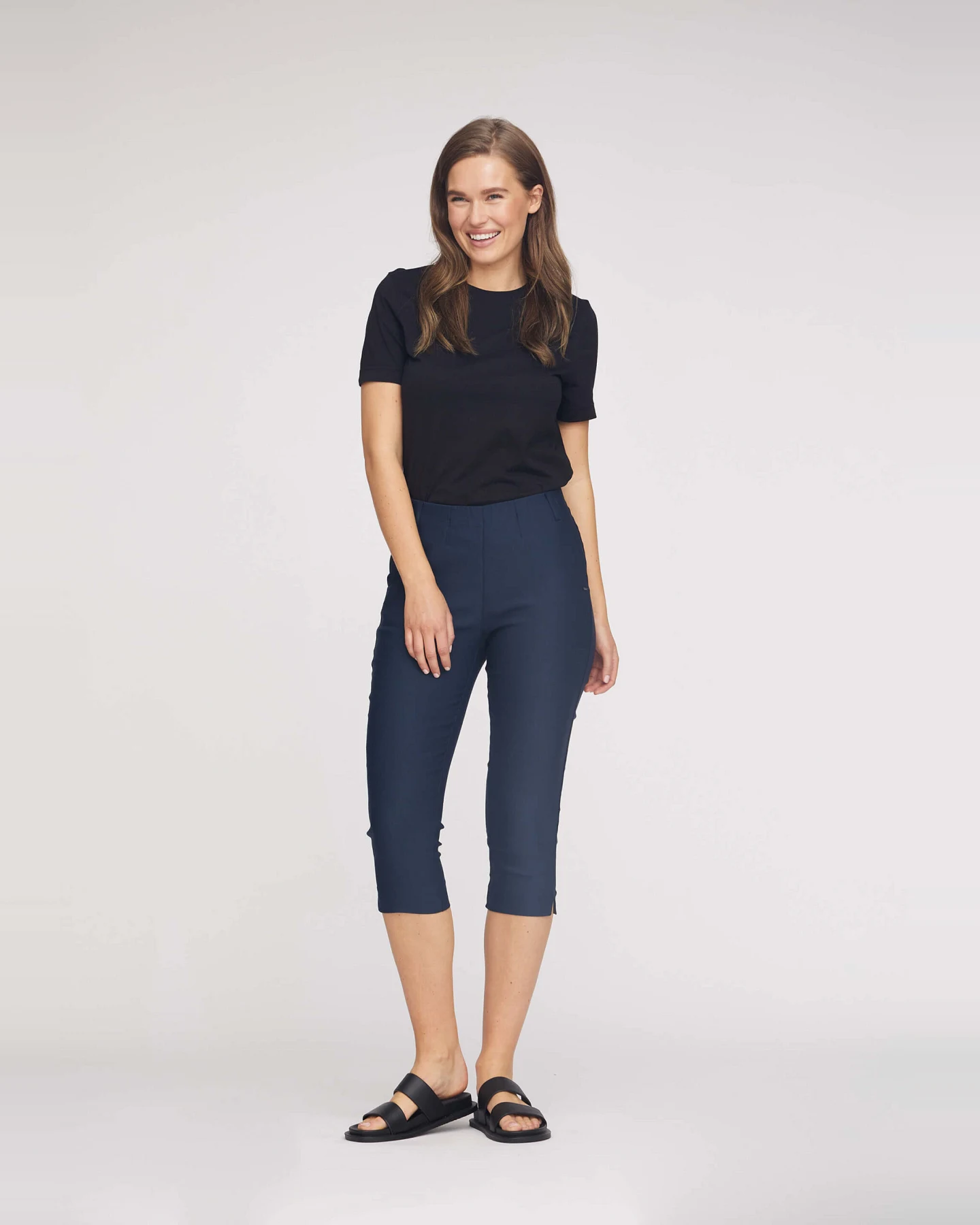LAURIE Damen vegan Hose Elizabeth Slim Capri Ml Navy – Ansicht 2