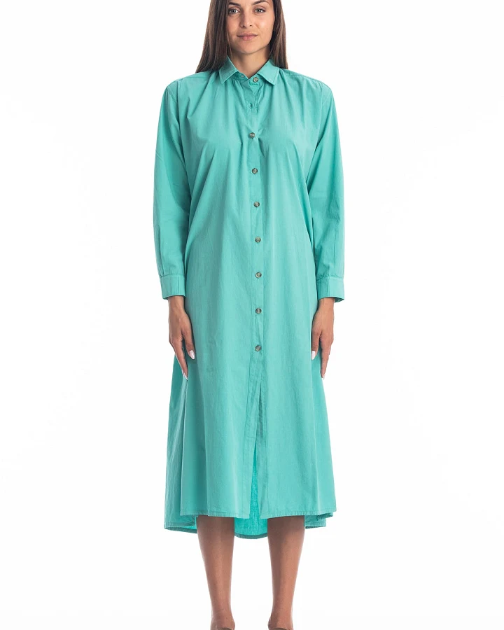 RAVENS VIEW IBIZA Damen vegan Hemdkleid Safari Türkis