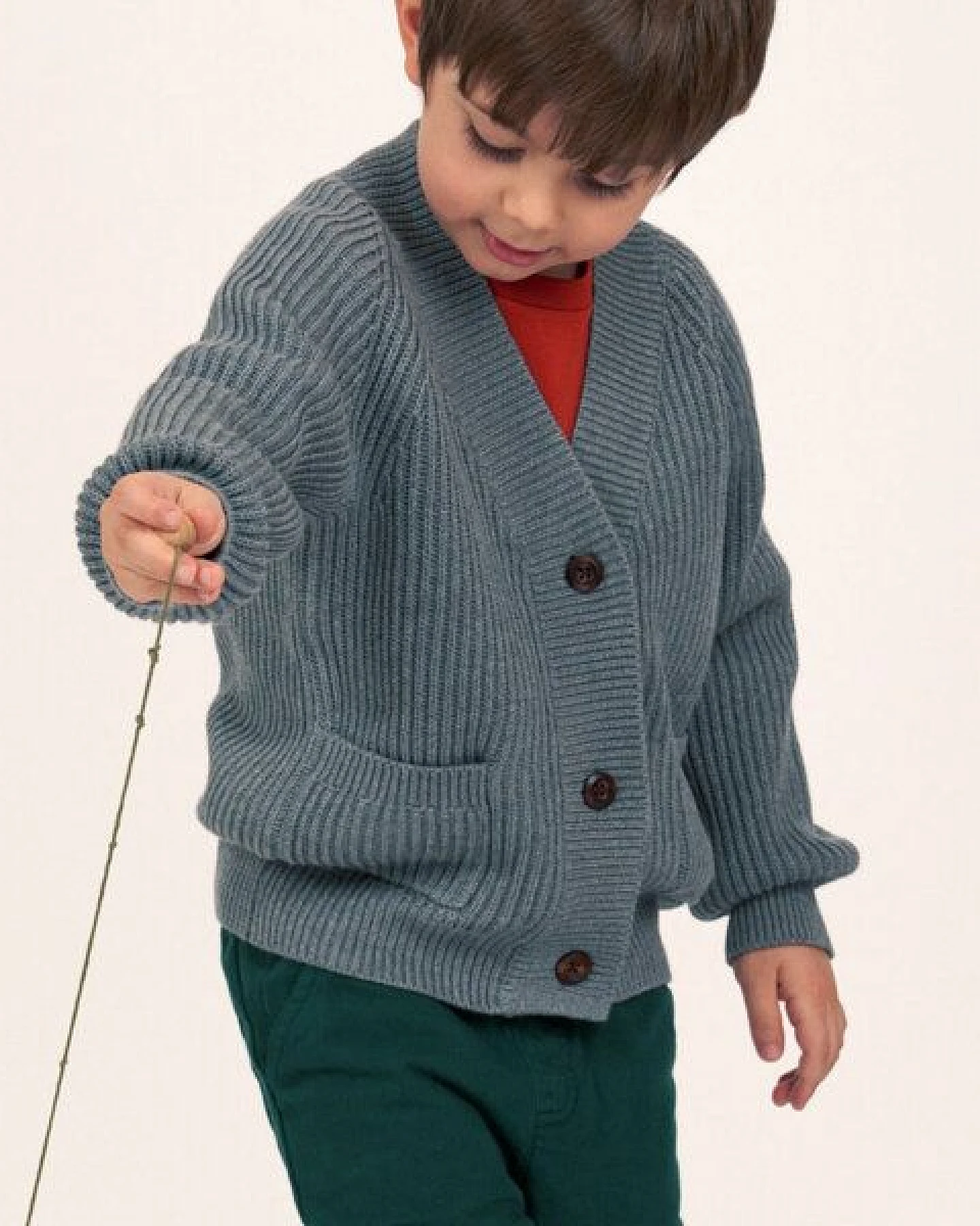 Sense Organics Kinder Strickjacke in Anthrazit Melange, Modell CHASSKA – Ansicht 2