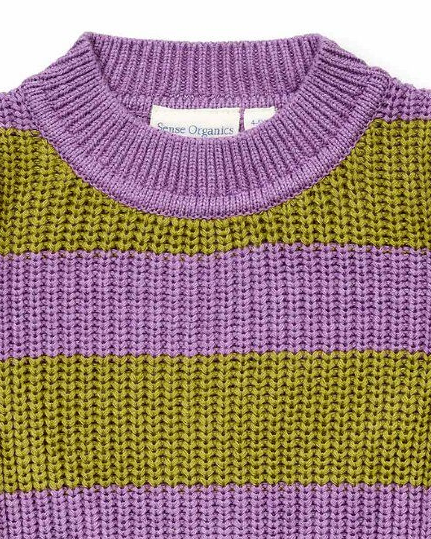 Sense Organics Kinder Strickpullover mit Ringel in Grünteegrün, Modell DELIA – Ansicht 3