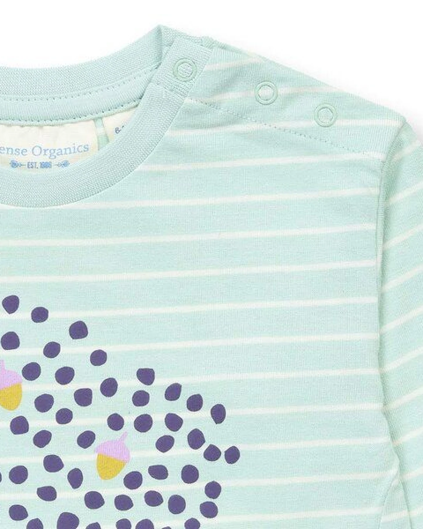 Sense Organics Baby Langarmshirt in Eismintgrün geringelt, Modell KLARA – Ansicht 2