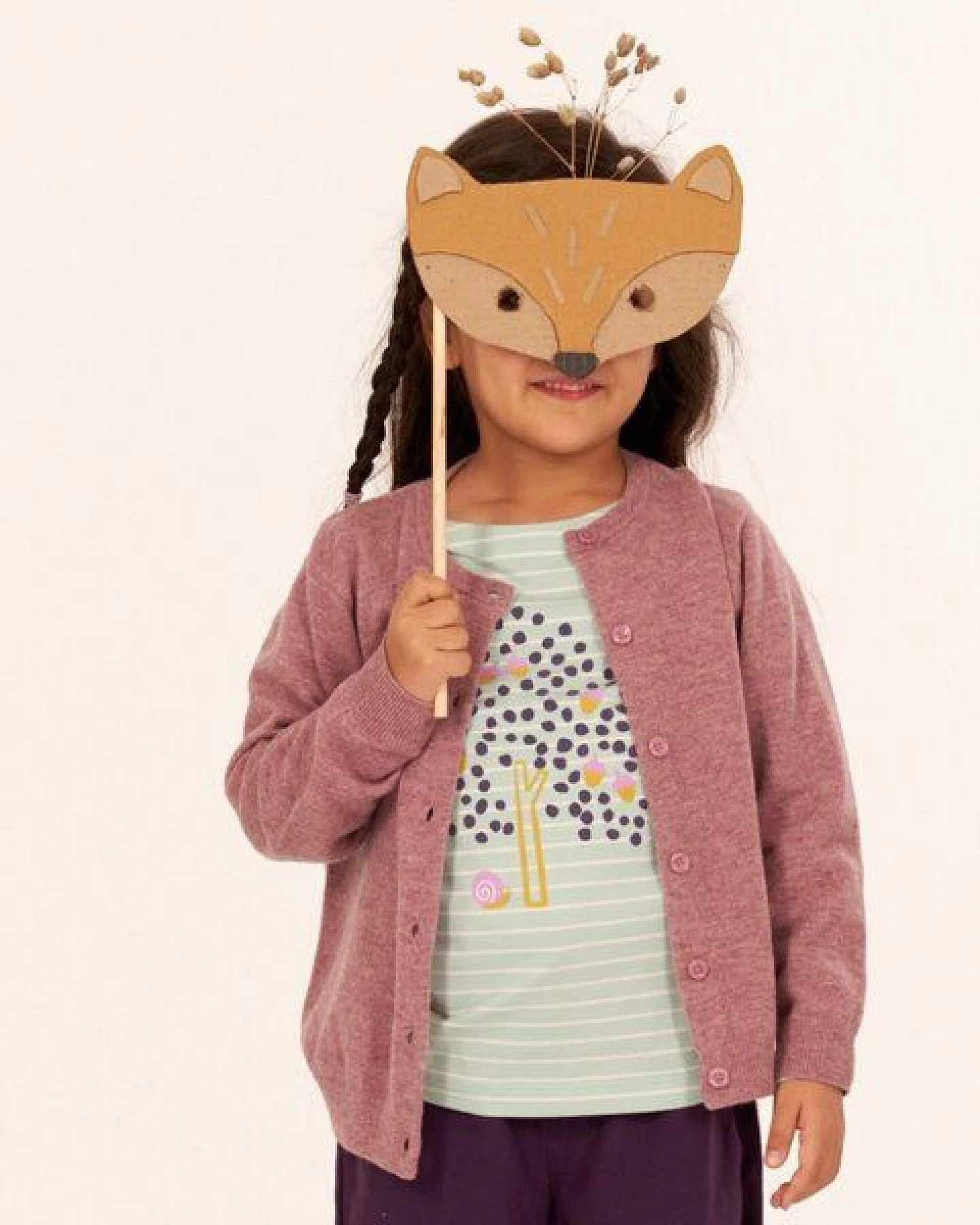 Sense Organics Kinder Cardigan aus Merinowolle in Mauve, Modell VALISSA – Ansicht 2