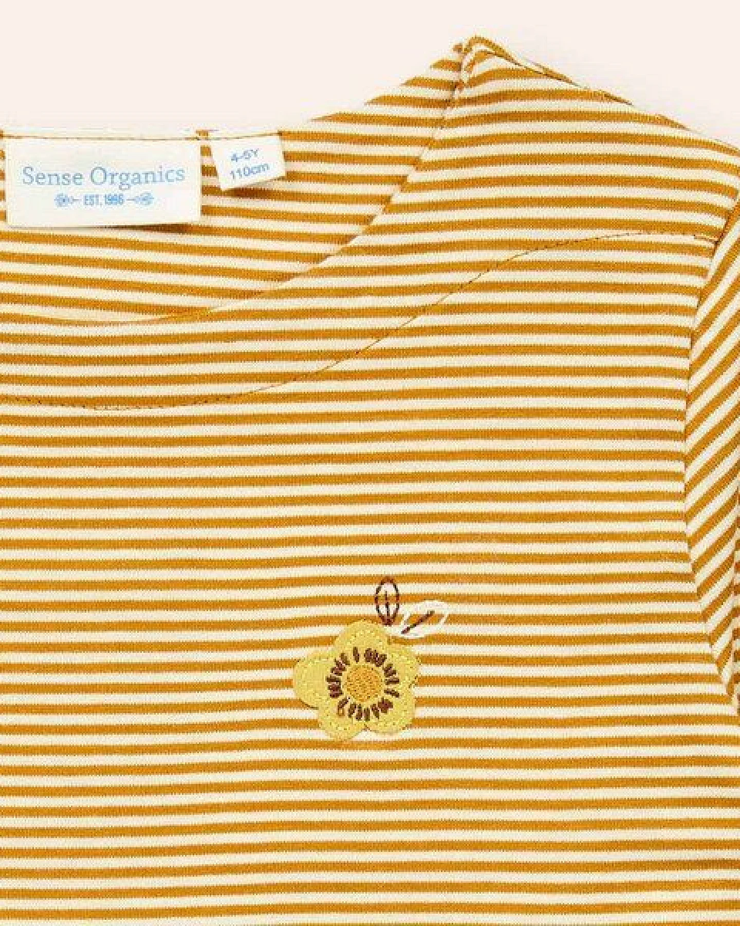 Sense Organics Mädchen Langarmshirt in Currygelb-weiß geringelt, Modell ALUNA – Ansicht 2