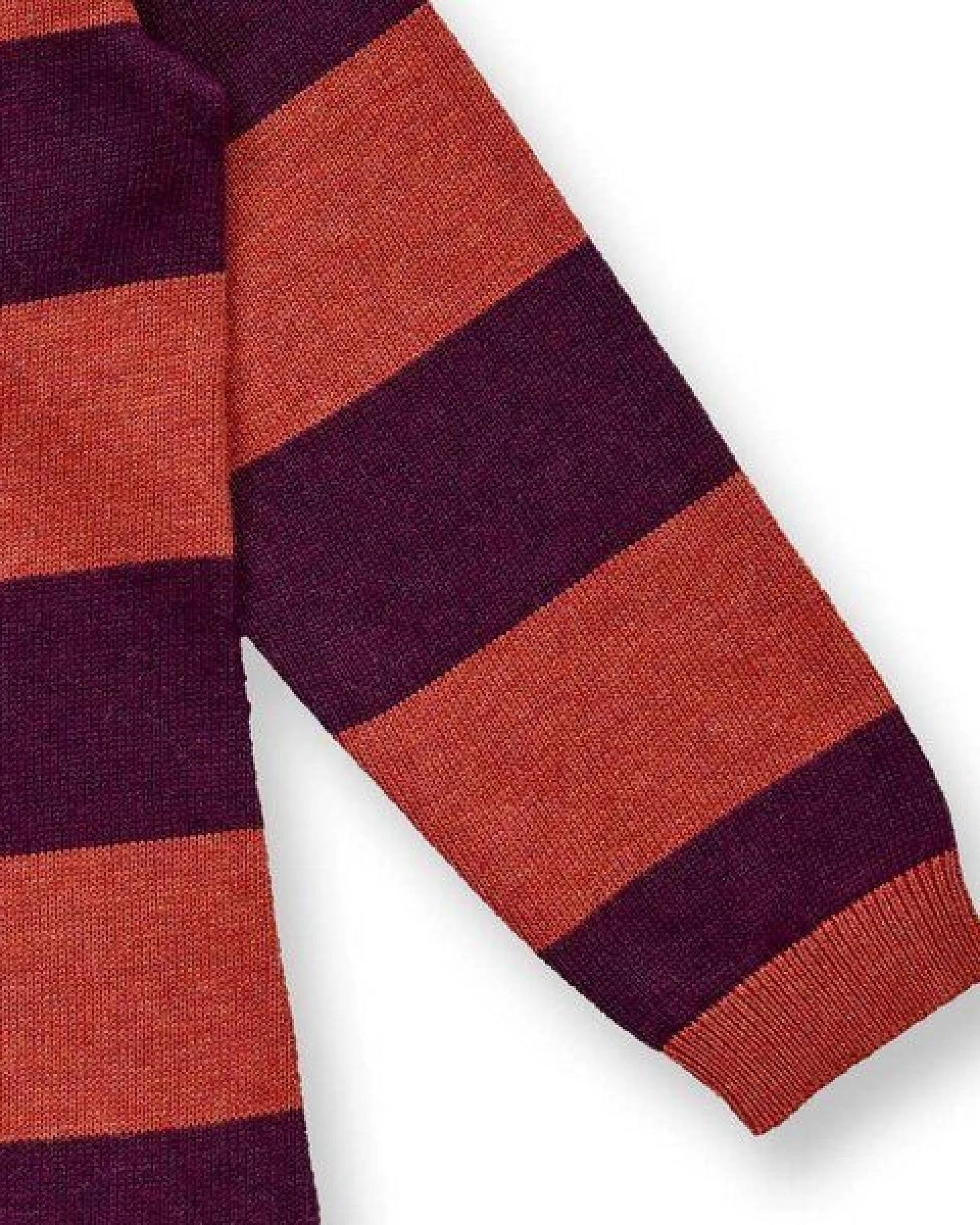 Sense Organics Mädchen Strickkleid in Terrakottarot-Bordeauxrot geringelt, Modell MARVA – Ansicht 3