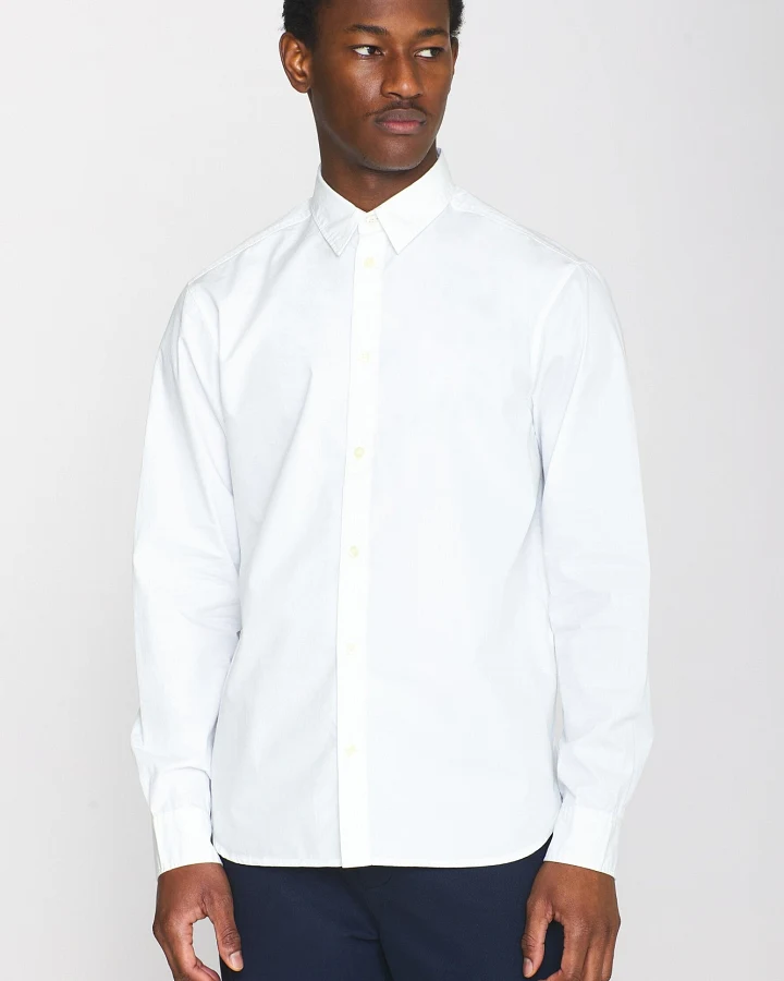 KnowledgeCotton Apparel Herren vegan Hemd Alf Regular Knusprig Hellweiß