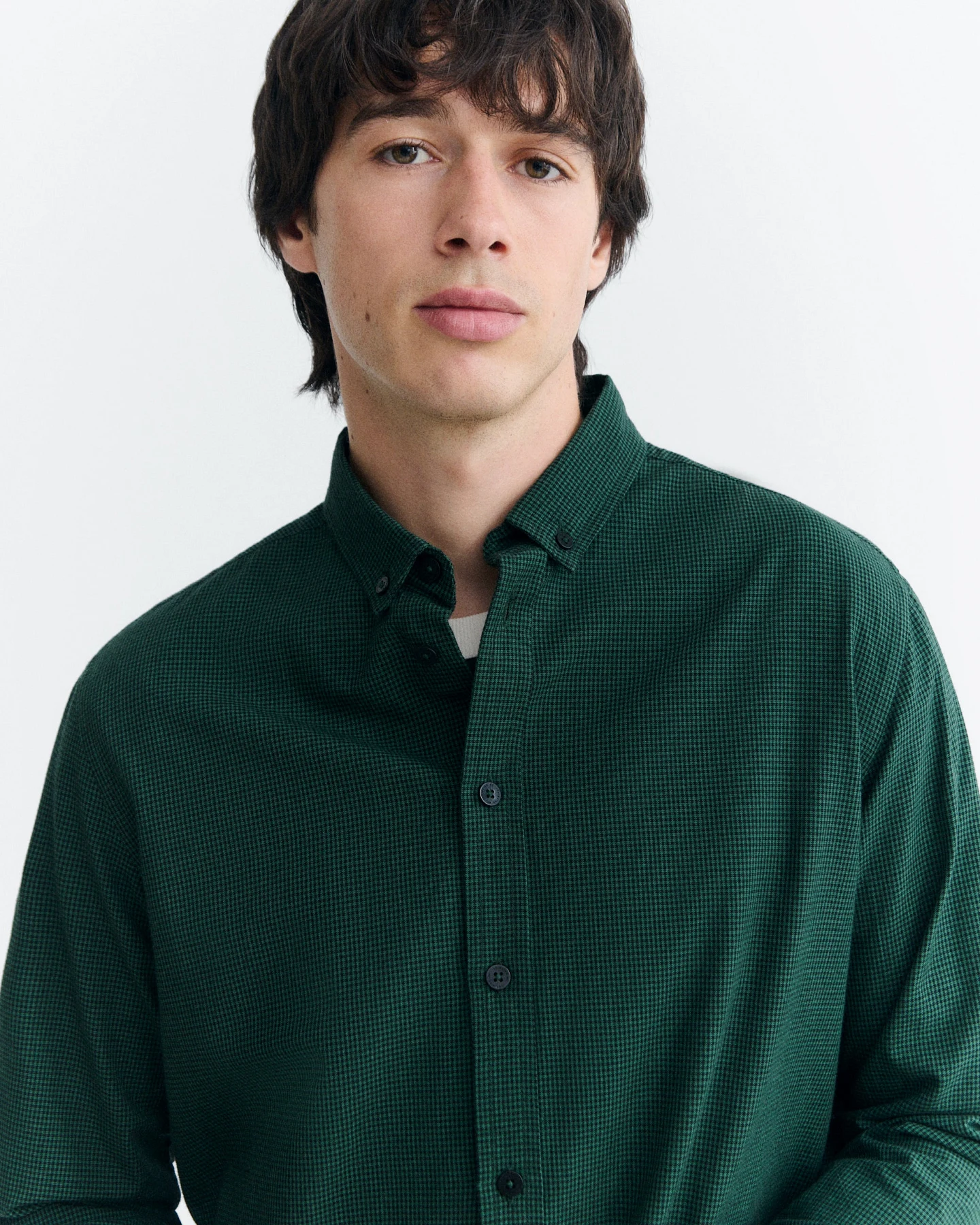 Thinking MU Herren vegan Hemd Ant Kariert Dunkelgrün – Ansicht 2