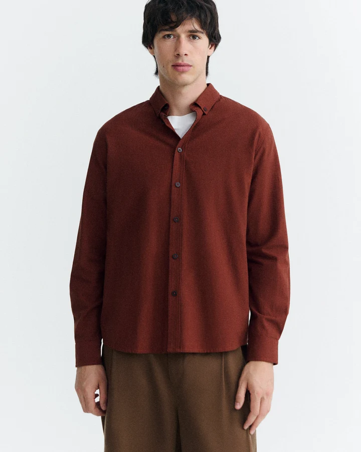Thinking MU Herren vegan Kariertes Hemd Ant Orange