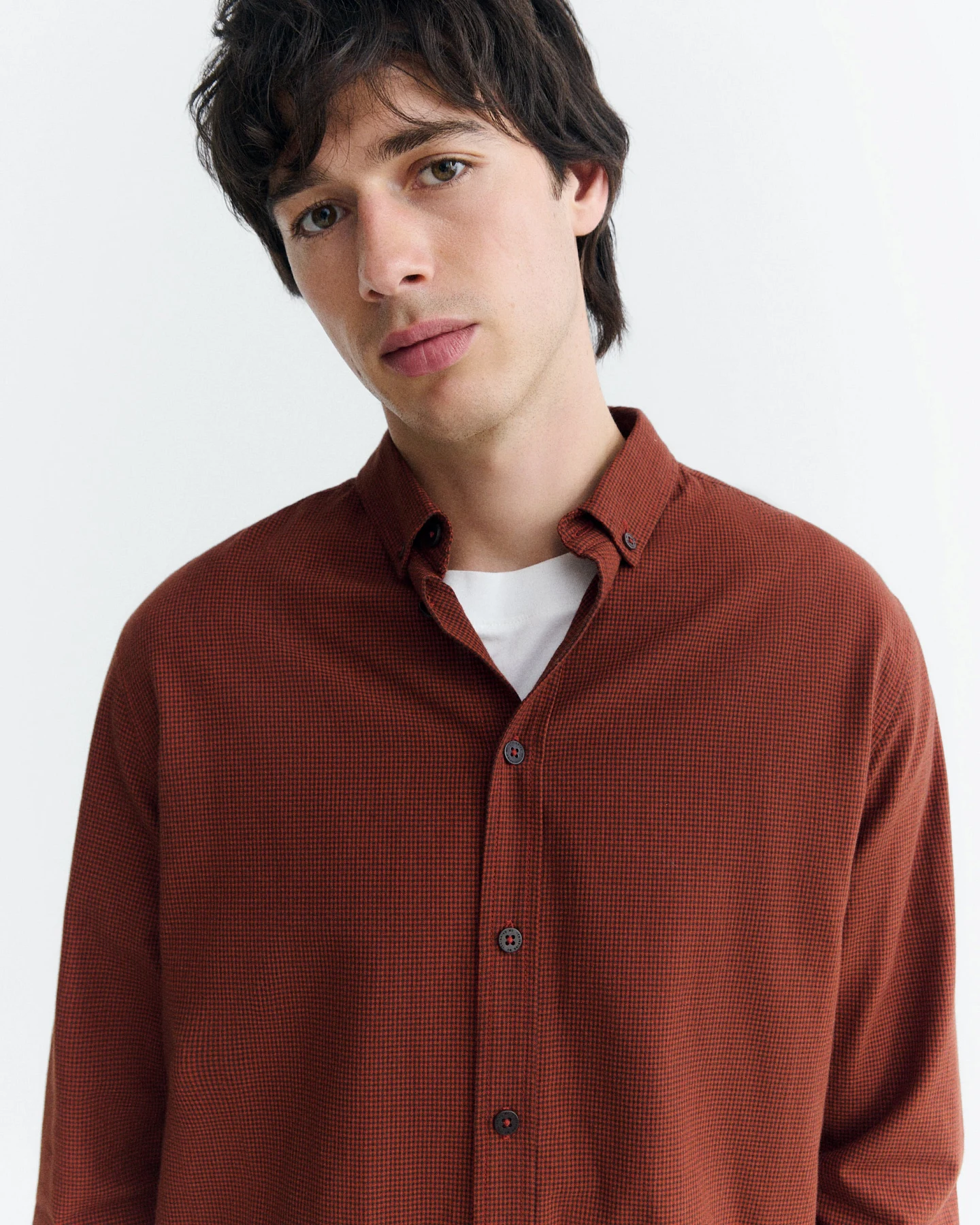 Thinking MU Herren vegan Kariertes Hemd Ant Orange – Ansicht 2
