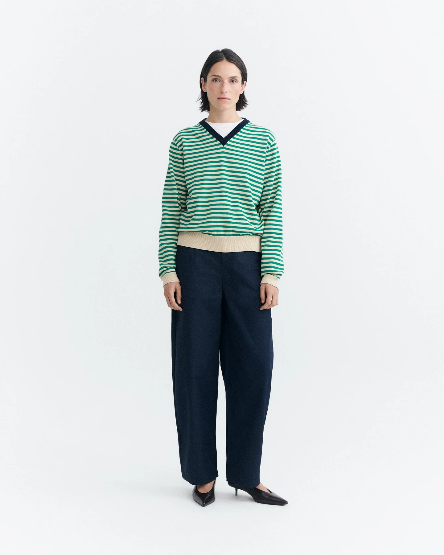Thinking MU Damen vegan Pullover Nia Mit Streifen Grün – Ansicht 2