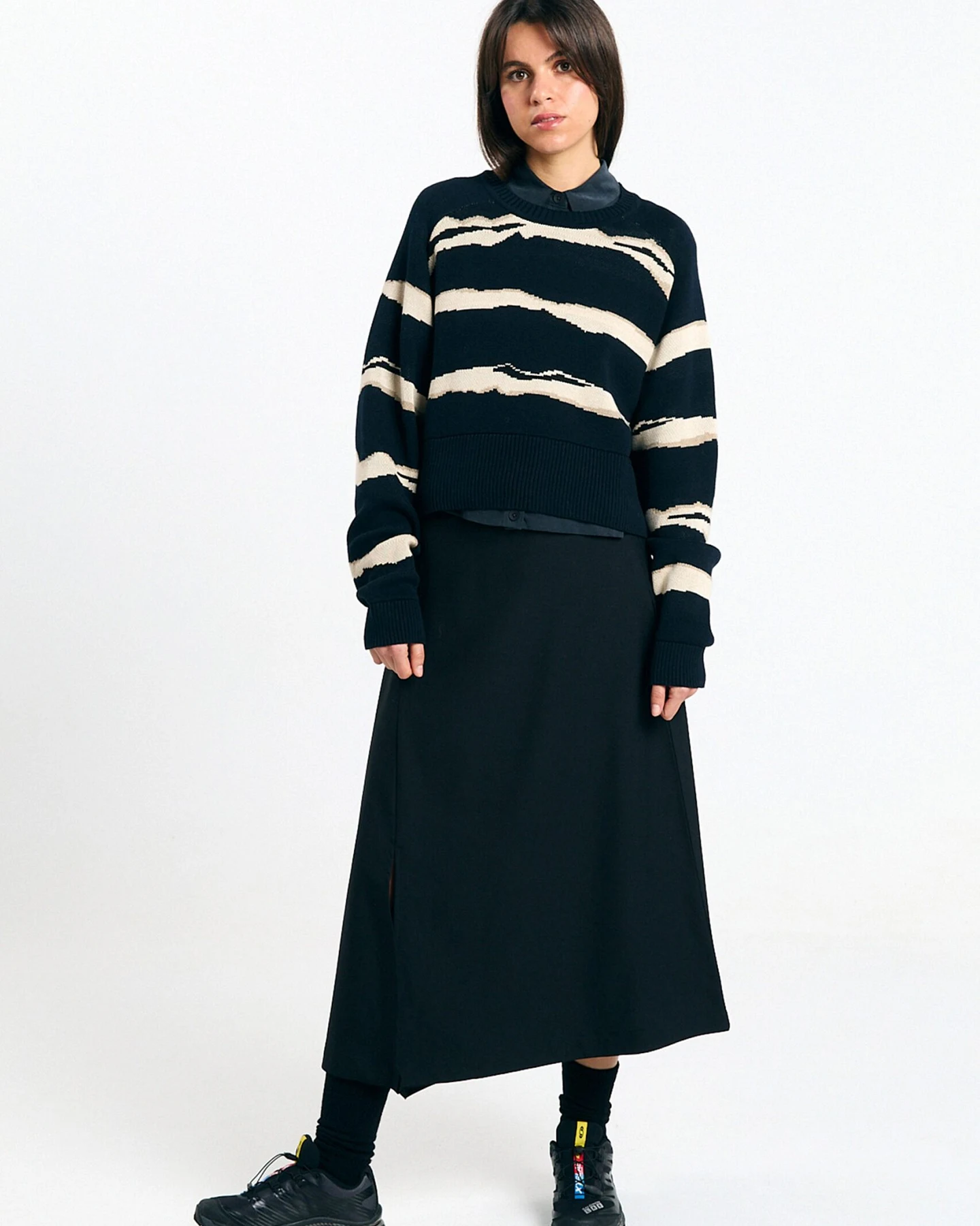 SUITE13LAB Damen vegan Pullover Nelas Mit Jacquard-Muster Flysch – Ansicht 2