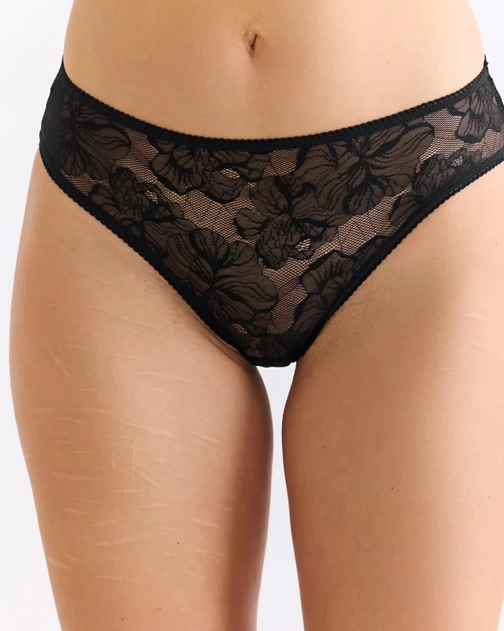 erlich textil Sleek Lace Slip für Frauen aus Polyamid in schwarz