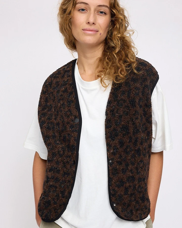 Weste Printed Teddy-Fleece Leo Braun
