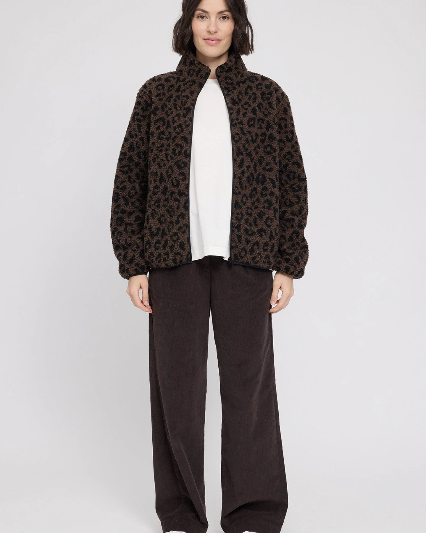 Jacke Teddy-Fleece Leo Braun – Ansicht 2