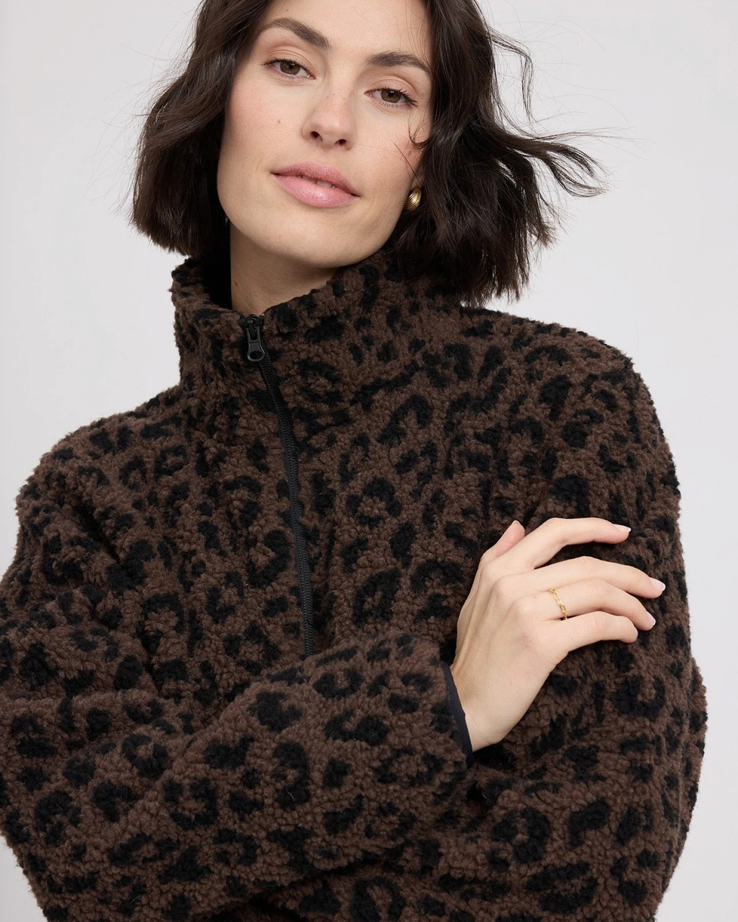 Jacke Teddy-Fleece Leo Braun – Ansicht 5