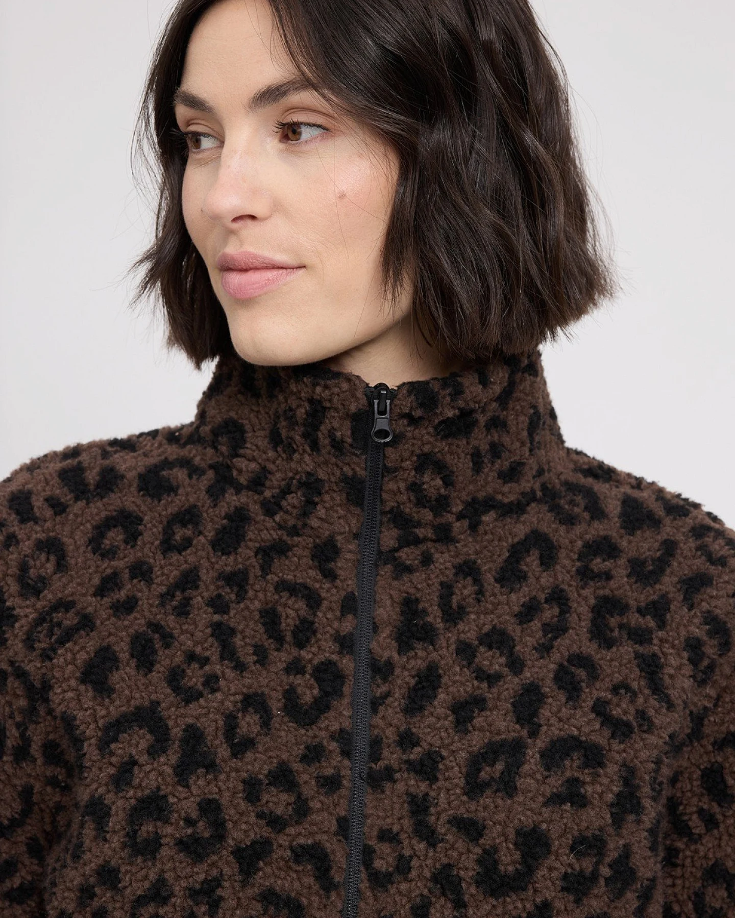Jacke Teddy-Fleece Leo Braun – Ansicht 3