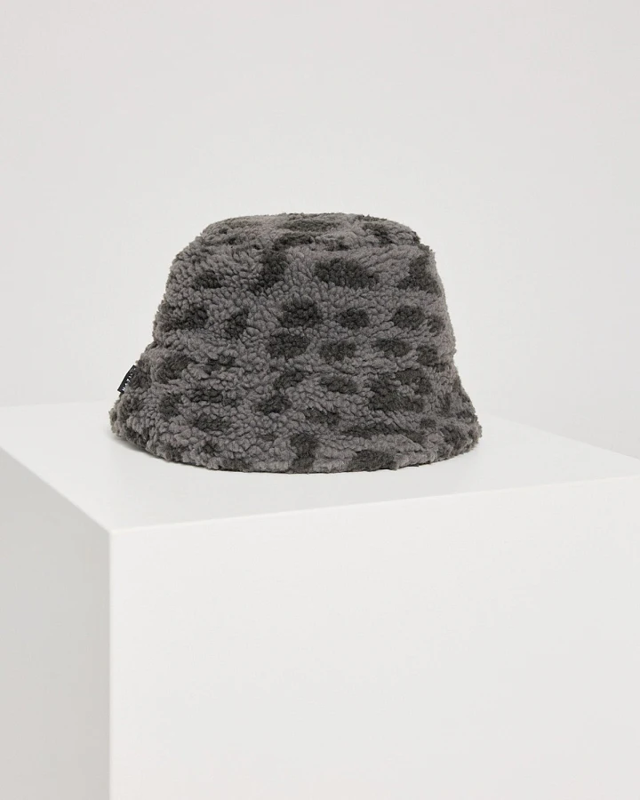 Bucket Hat Teddy Fleece Grau