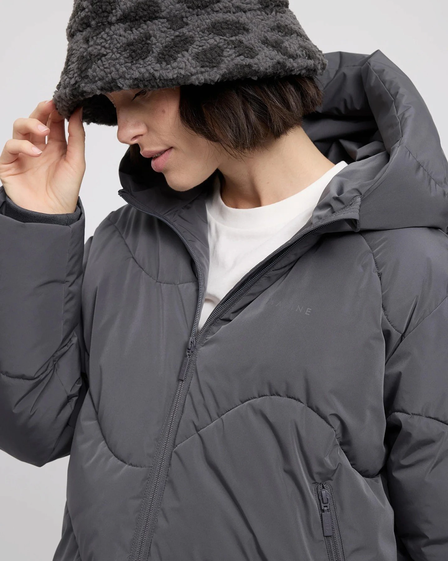 Bucket Hat Teddy Fleece Grau – Ansicht 5