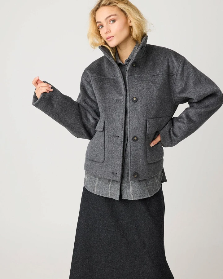 Wolljacke Short Grau