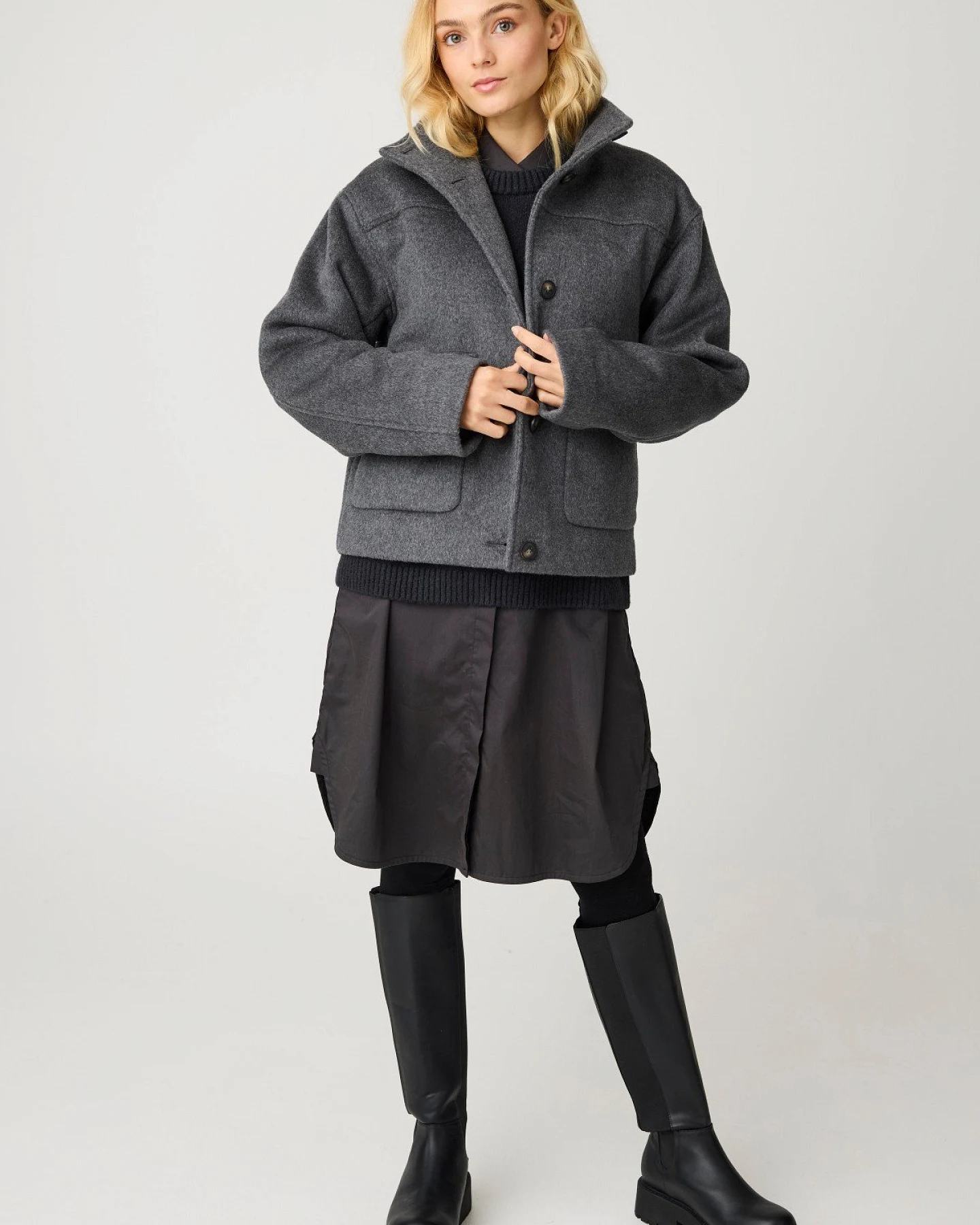Wolljacke Short Grau – Ansicht 3
