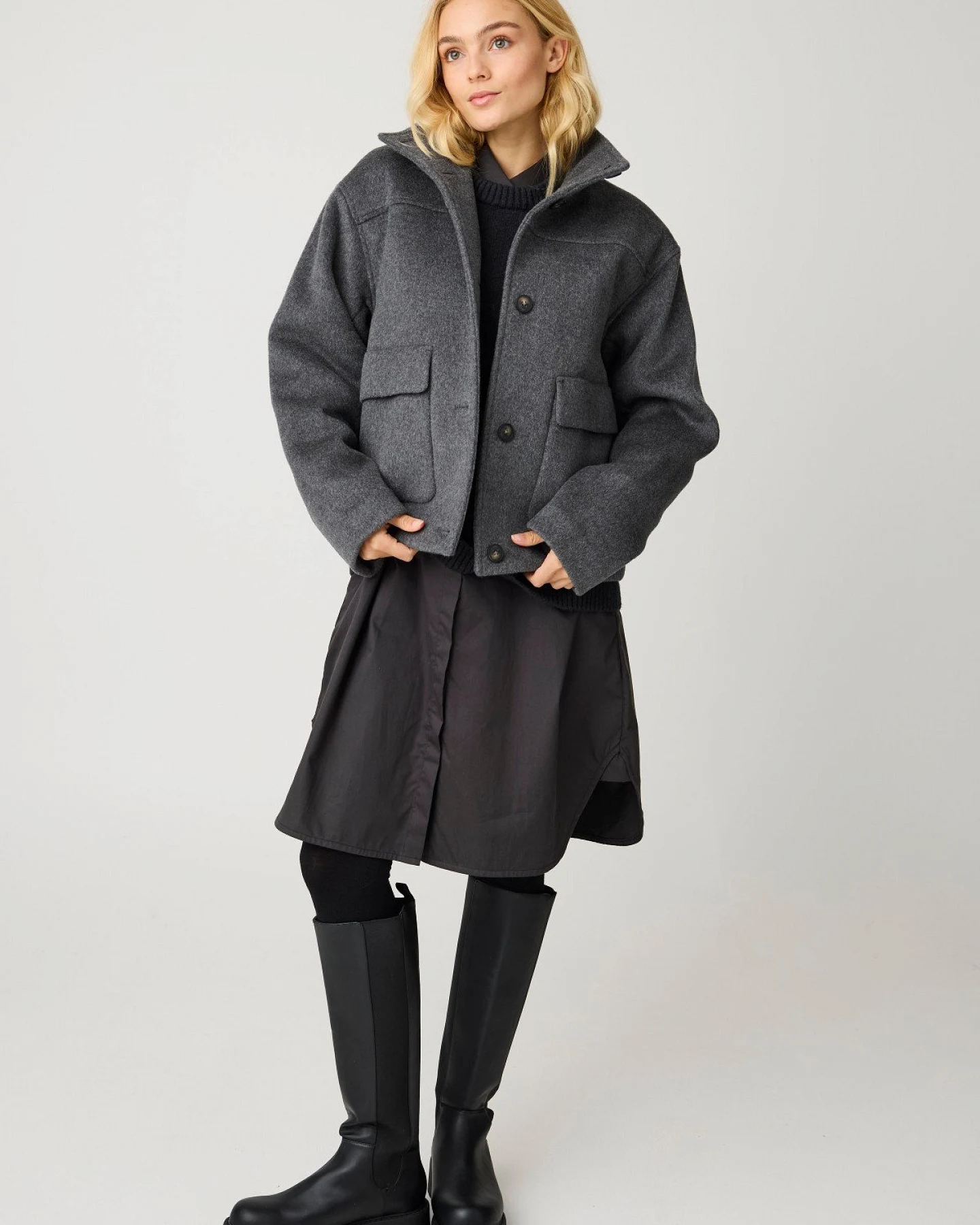 Wolljacke Short Grau – Ansicht 6