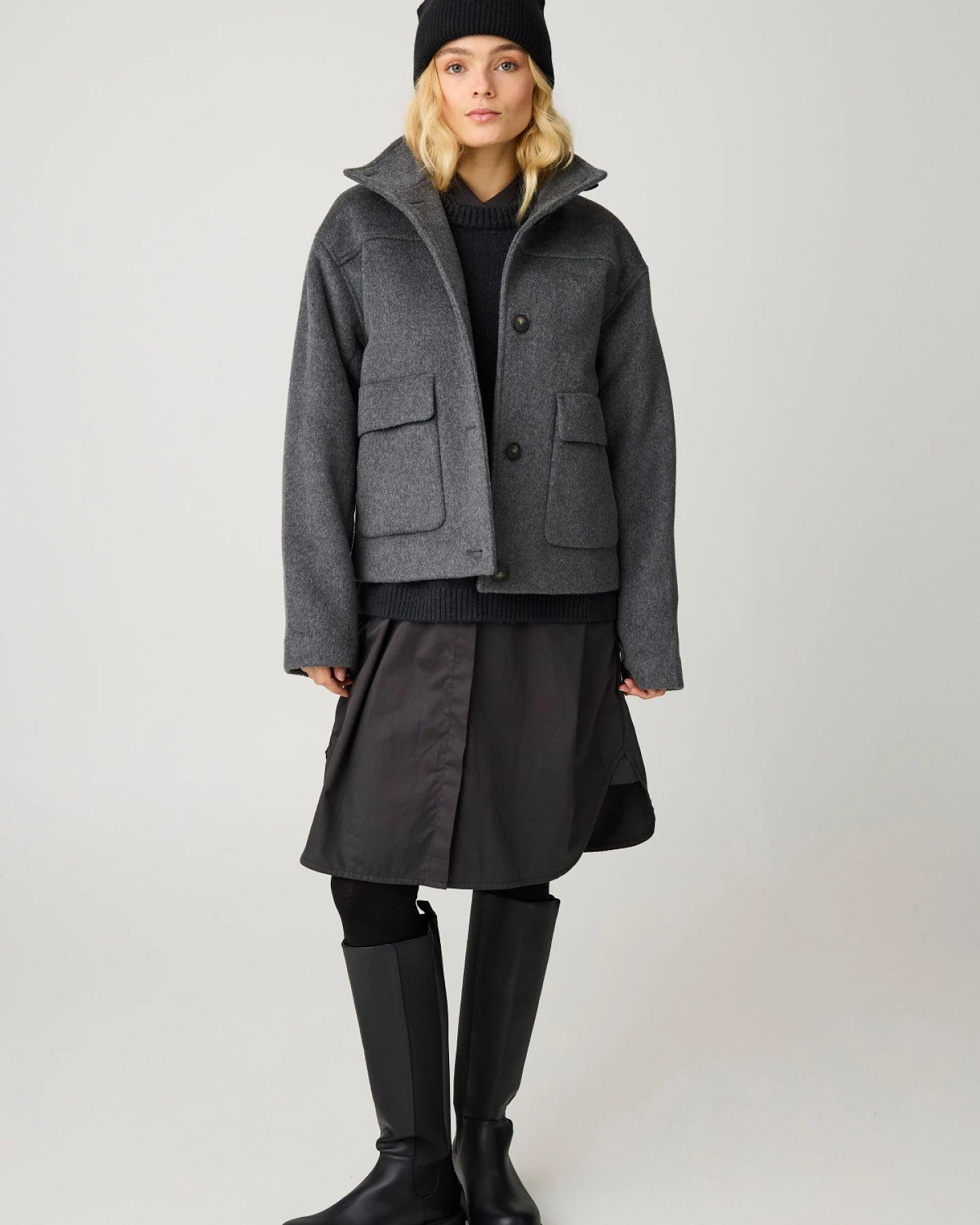 Wolljacke Short Grau – Ansicht 5