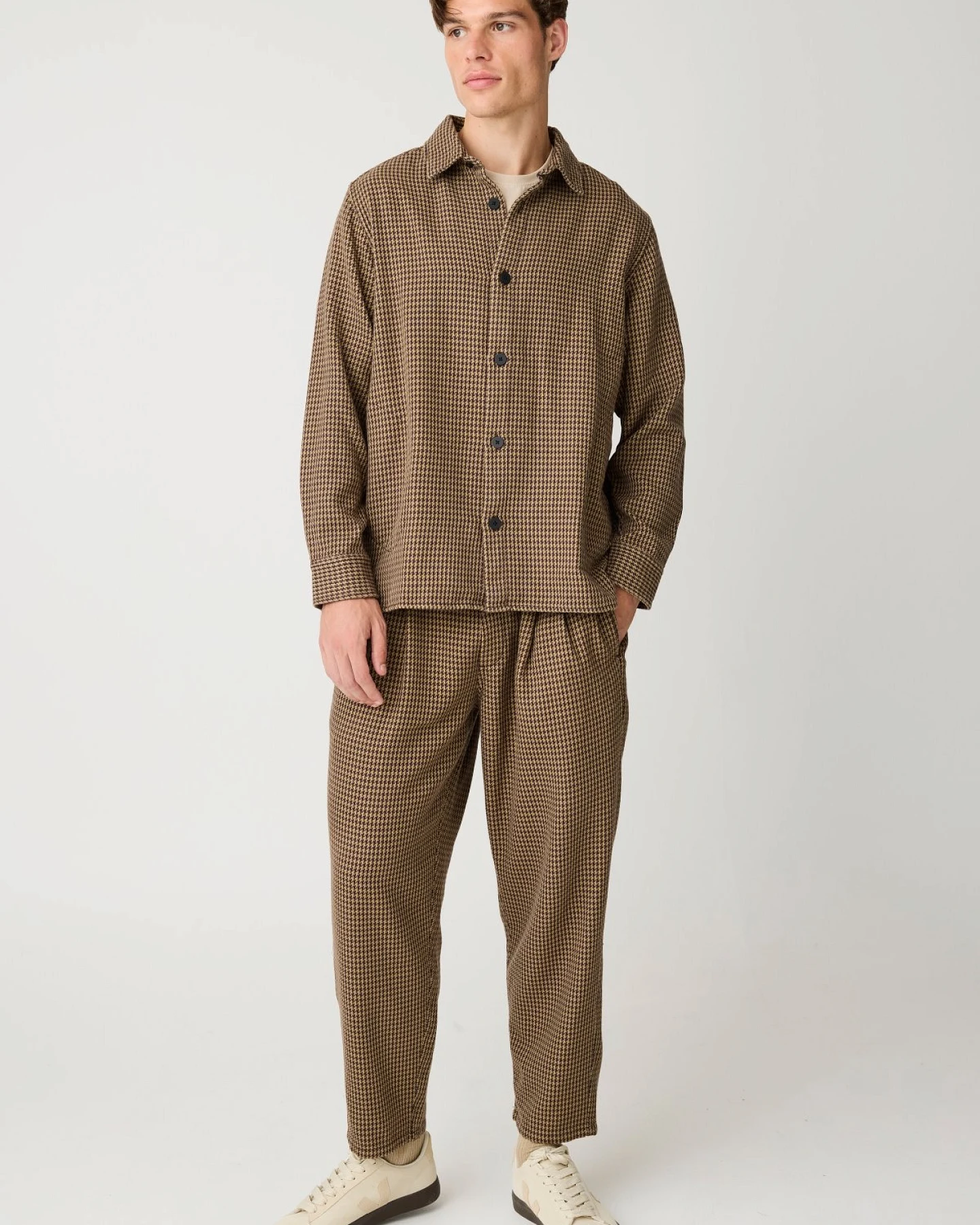 Overshirt Loose Houndtooth Braun – Ansicht 2
