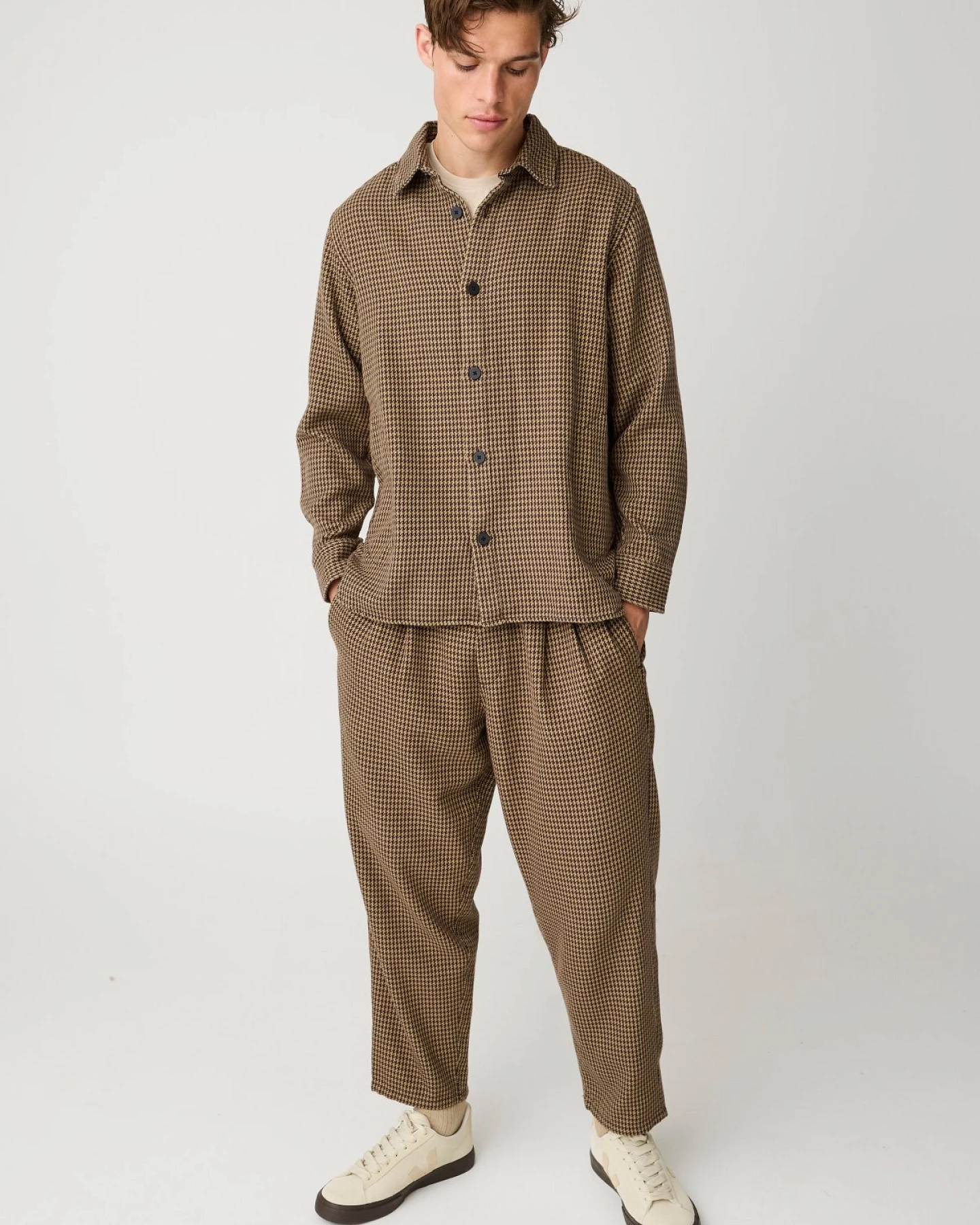 Overshirt Loose Houndtooth Braun – Ansicht 3