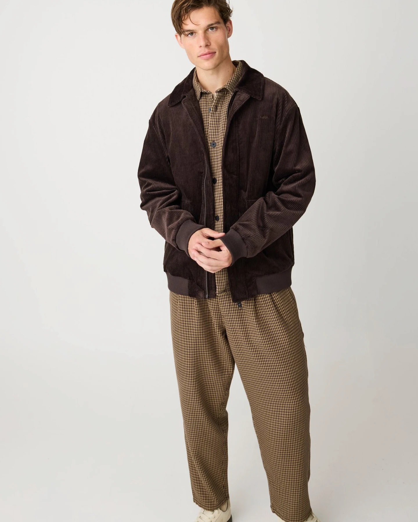 Overshirt Loose Houndtooth Braun – Ansicht 4