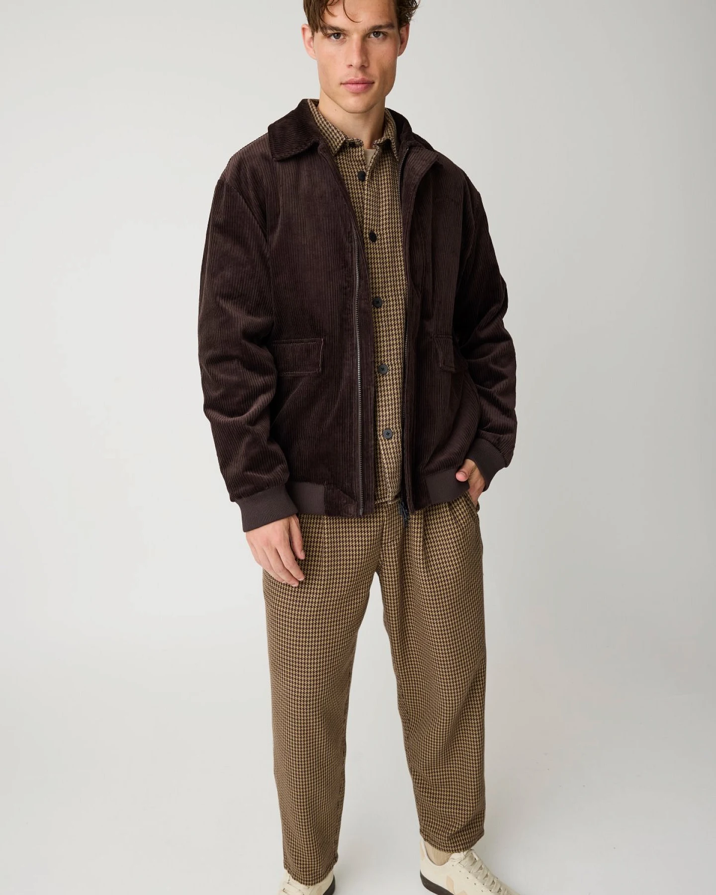 Overshirt Loose Houndtooth Braun – Ansicht 5