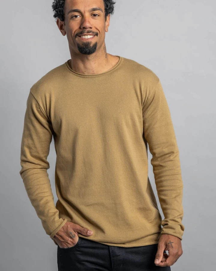 DIRTS Herren vegan Gestricktes Longsleeve Sepia