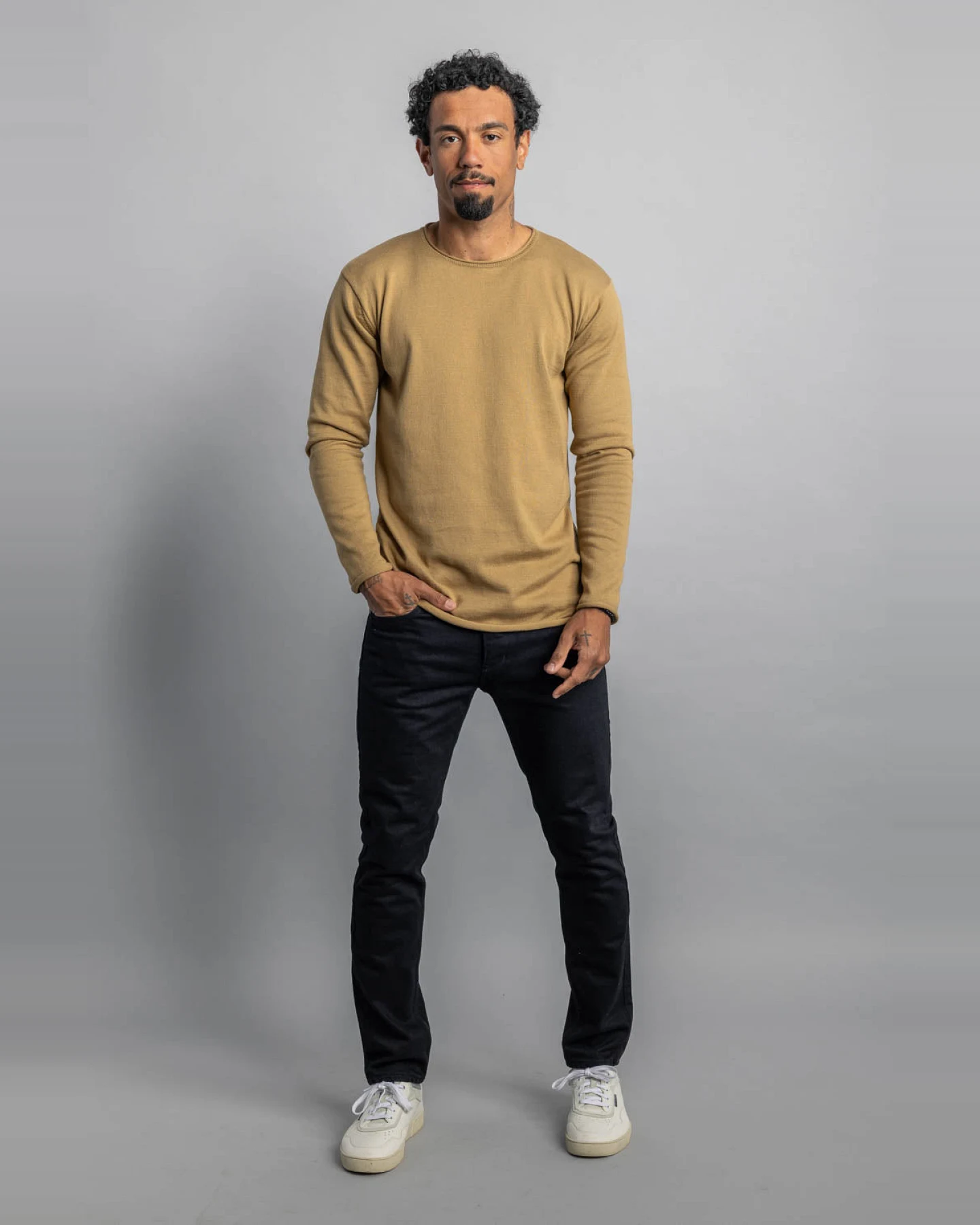 DIRTS Herren vegan Gestricktes Longsleeve Sepia – Ansicht 2