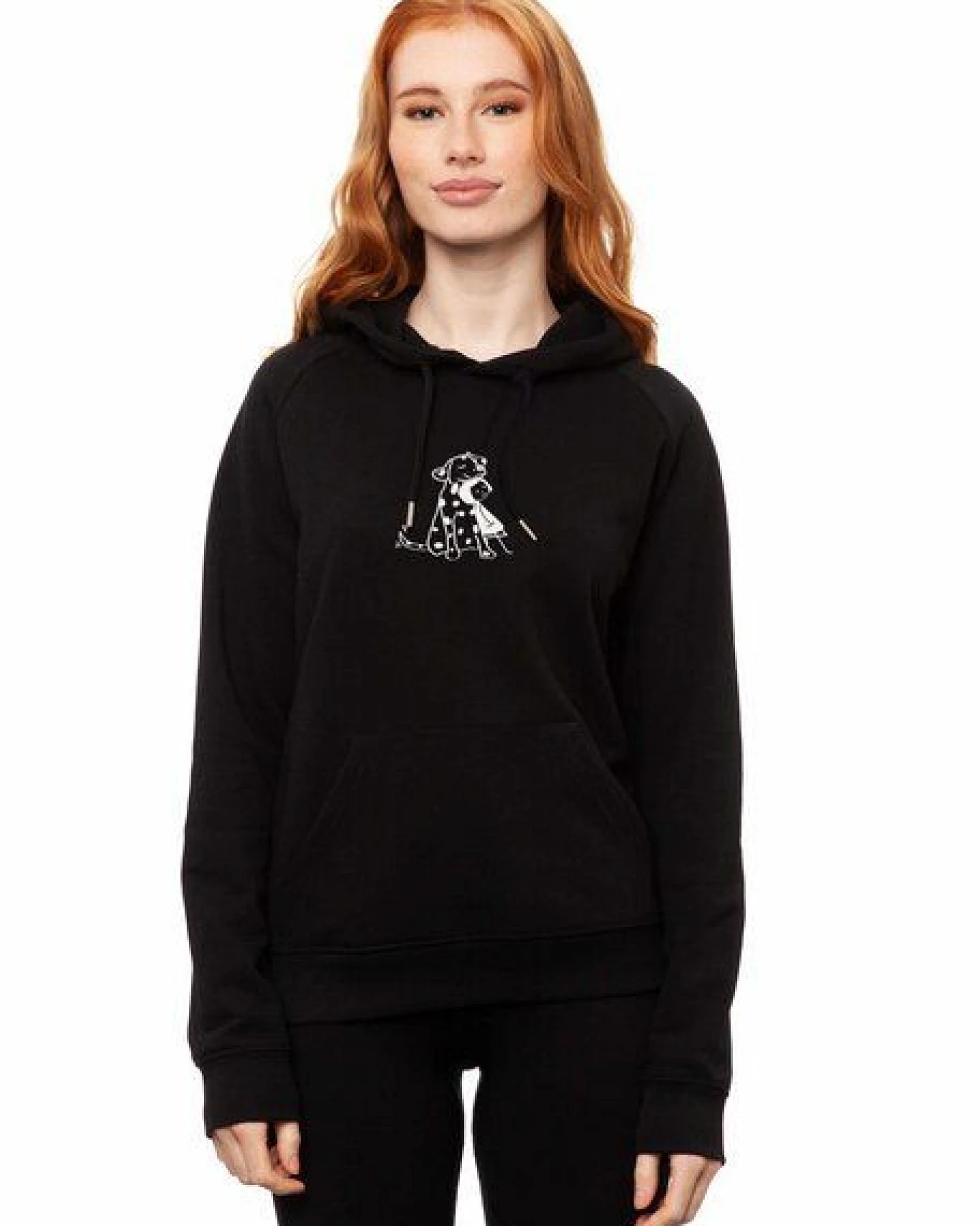 FellHerz Damen Hoodie Doglove schwarz aus 85% Biobaumwolle und 15% recyceltem Polyester – Ansicht 2