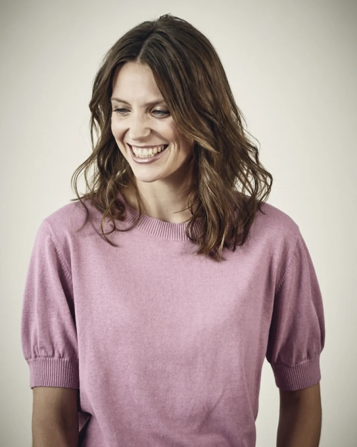 Hempage Damen vegan Kurzarm Strickpulli In Rosé