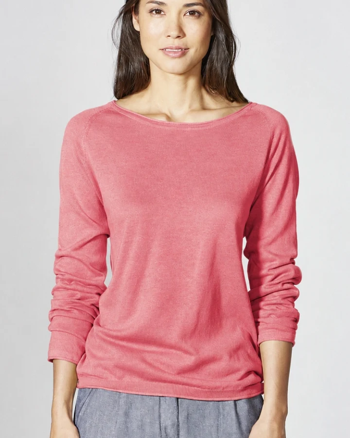 Hempage Damen vegan Pullover Raglan Tomatenrot