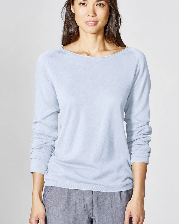 Hempage Damen vegan Pullover Raglan Himmelblau